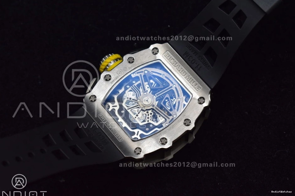 Chrono Strap V Edition Crystal Dial Black 1:1 KVF on Rubber RM011 Black SS 1025 Best Sophisticated A7750 0405